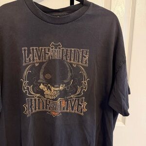 Harley Davidson Live to ride ride to live skull helmet Bloomington t-shirt 2X